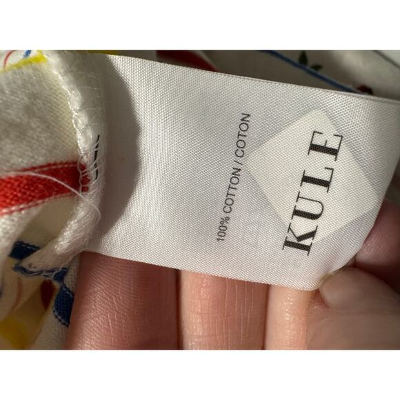 KULE Striped The Modern Long Sleeve Tee Rainbow Bright Top XS - Picture 4 of 5